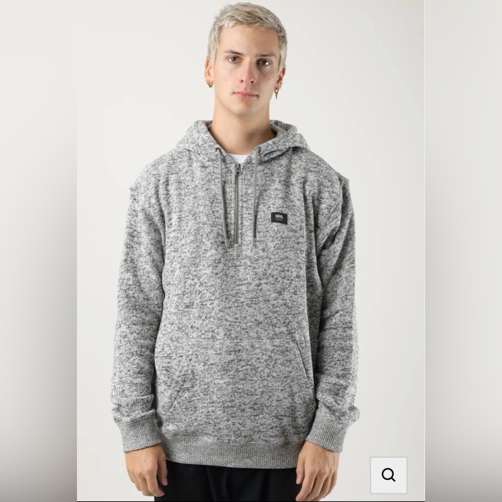 Vans Flurry Black Marled 1/4 Zip Pullover Hoodie Size M Skater Classic‎ Street